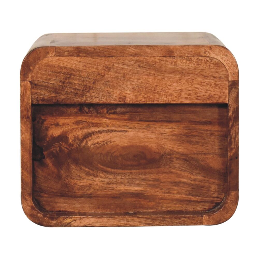Mini Honey Caramel Wall Mounted Bedside with Open Slot - Image 8
